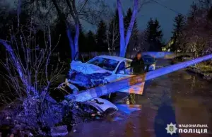 В Умані сталася ДТП: п'яний водій розтрощив автівку об електроопору