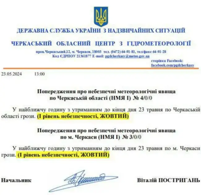Сьогодні в Умані та області оголошено штормове попередження