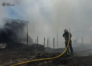 На Уманщині вогонь знищив теплиці, техніку та будівлю