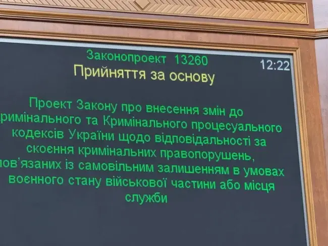 Рада повертає кримінальну відповідальність за самовільне залишення служби